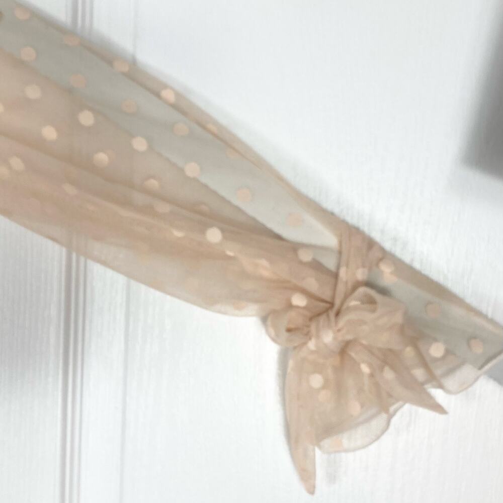 NWT BOOHOO Robe Duster Cardigan M Peach Polkadot Sheer Mesh Open Ruffle Bow-Cuff - Picture 6 of 13
